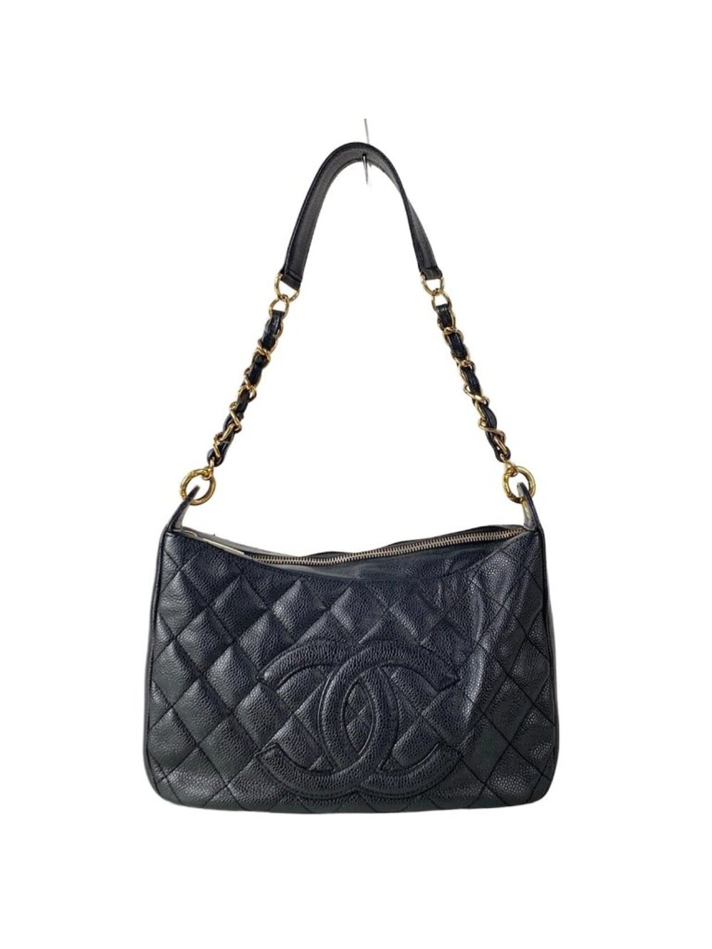 Chanel Shoulder Bag Quilted Black Gold CC Logo Chain